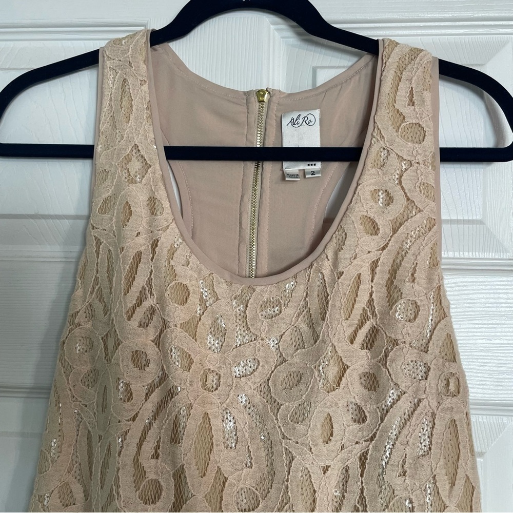 Ali Ro Gold Lace Designer Racer Back Dress - Picture 4 of 10
